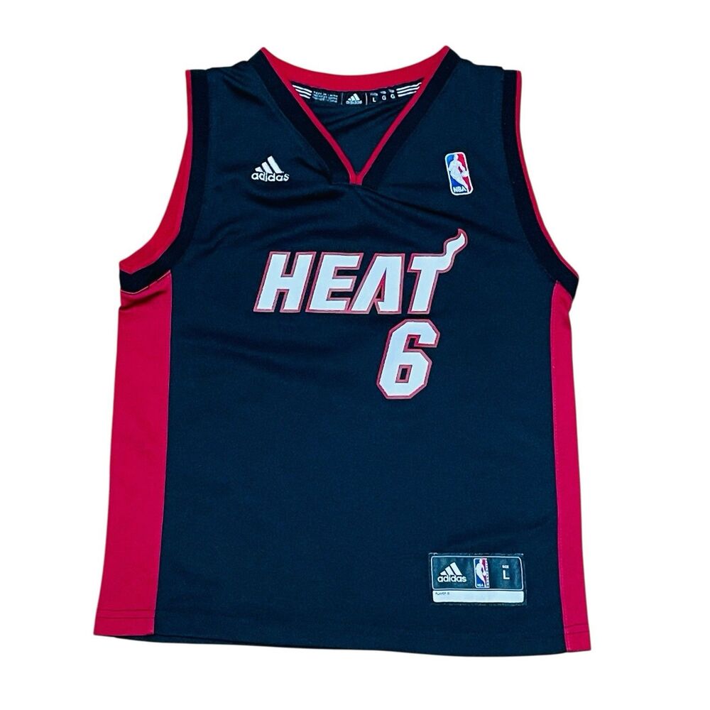 NBA Miami Heat Lebron James #6 Boys Adidas Jersey Size Youth Large Black